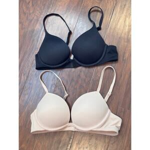 Victorias Secret Basics Bras Wear Everywear Super Pushup 34A Black Nude VS PINK